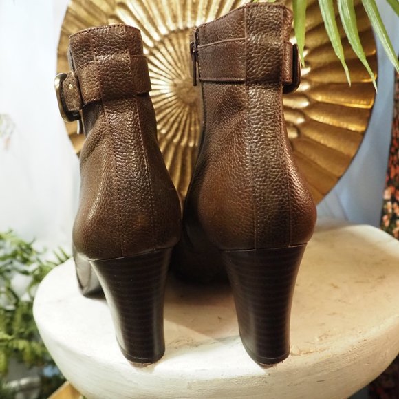 Naturalizer Heeled Ankle Boots Booties Brown Tan Leather Womens 9.5 - Picture 4 of 7